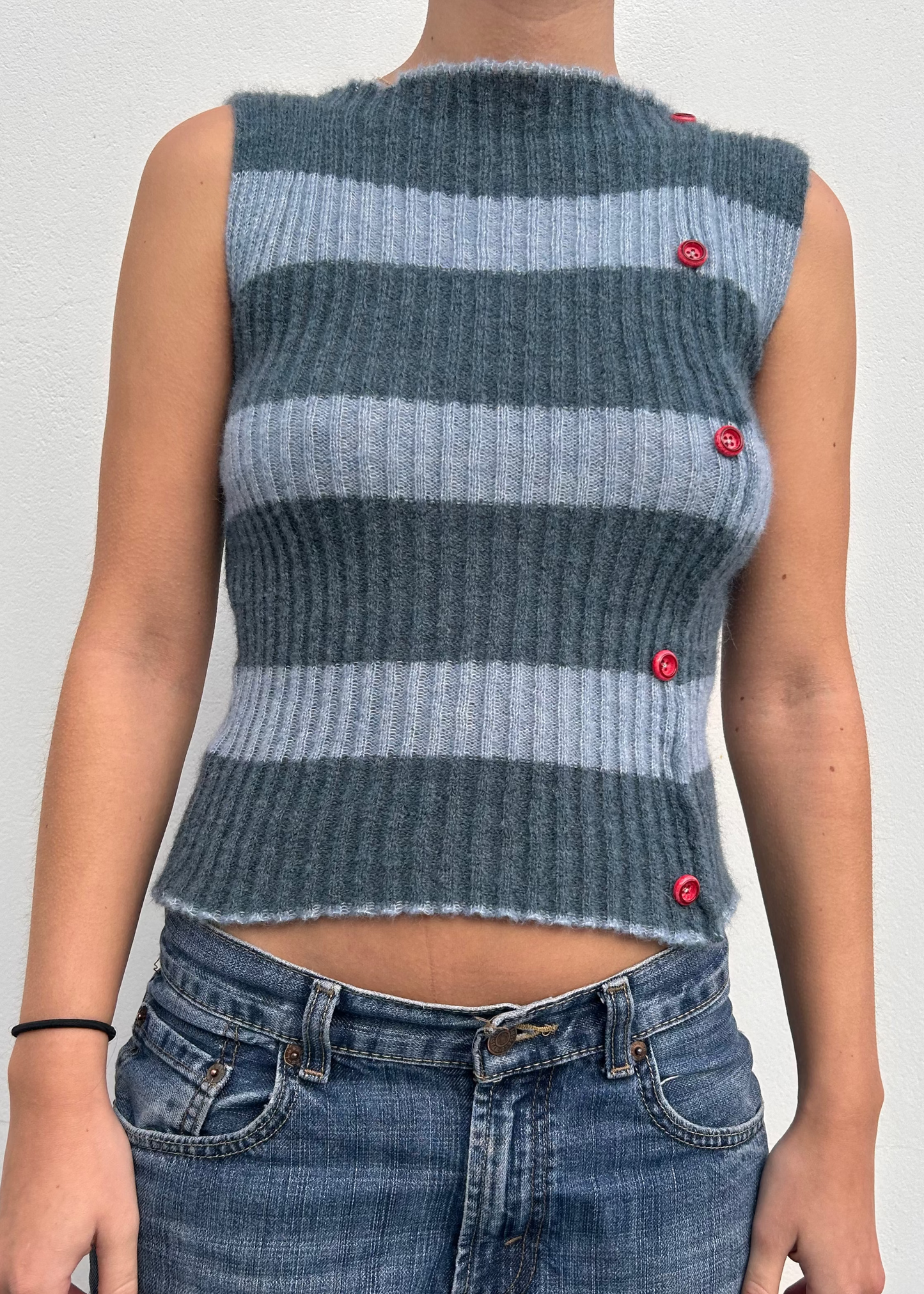 Button Top - Striped (One-of-a-kind) - Size XS/S
