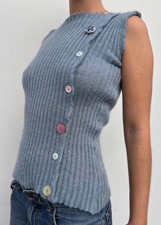 Button Top - Sky Blue (One-of-a-kind) - Size S/M