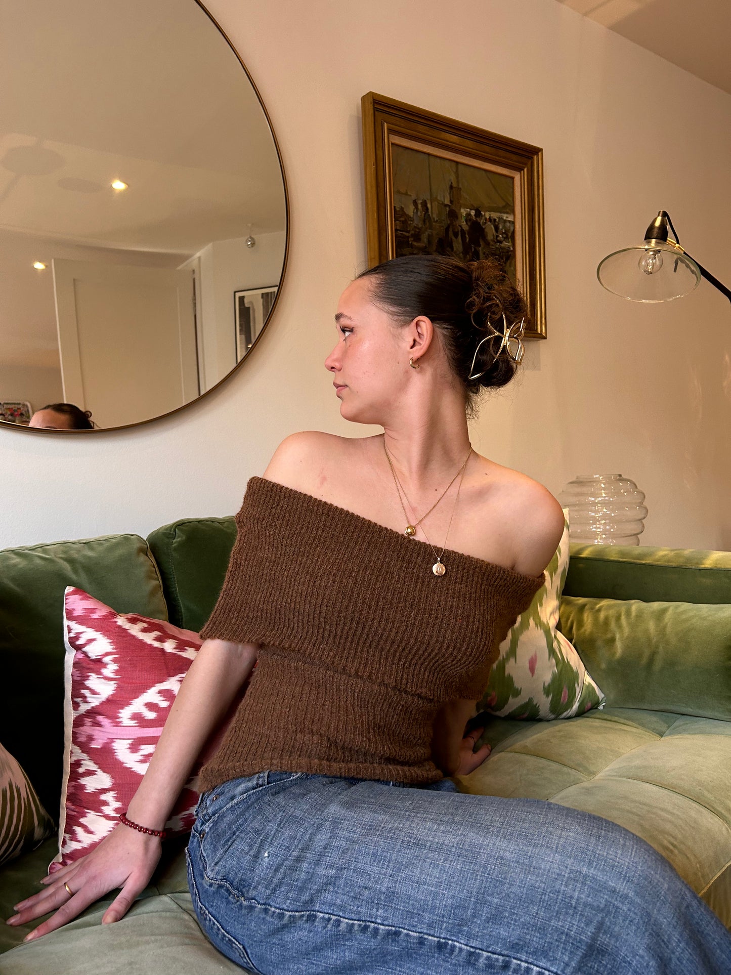 Off the shoulder top (Brown)