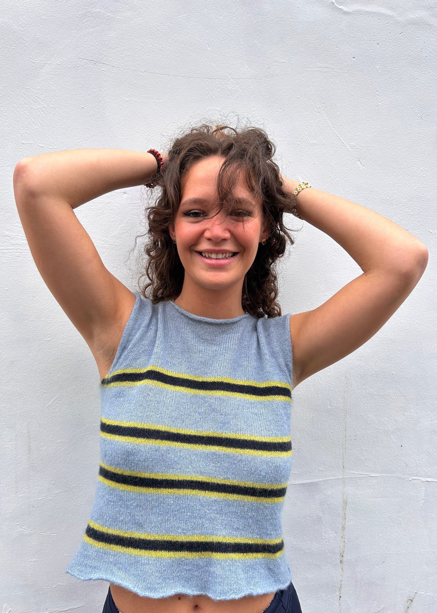 Stripy Top - Sky Blue, Lime, Navy