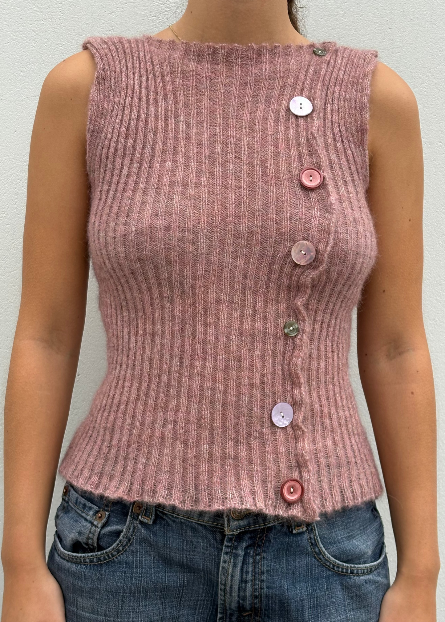 Button Top - Pink (One-of-a-kind) - Size XS/S
