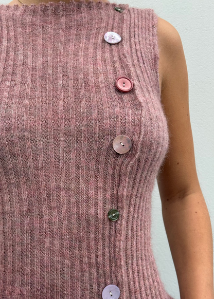 Button Top - Pink (One-of-a-kind) - Size XS/S