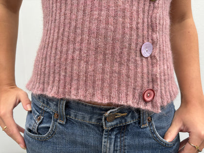 Button Top - Pink (One-of-a-kind) - Size XS/S