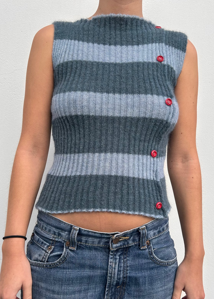 Button Top - Striped (One-of-a-kind) - Size XS/S