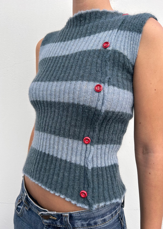 Button Top - Striped (One-of-a-kind) - Size XS/S