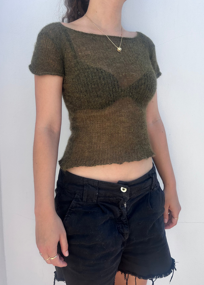 Sheer capped knit