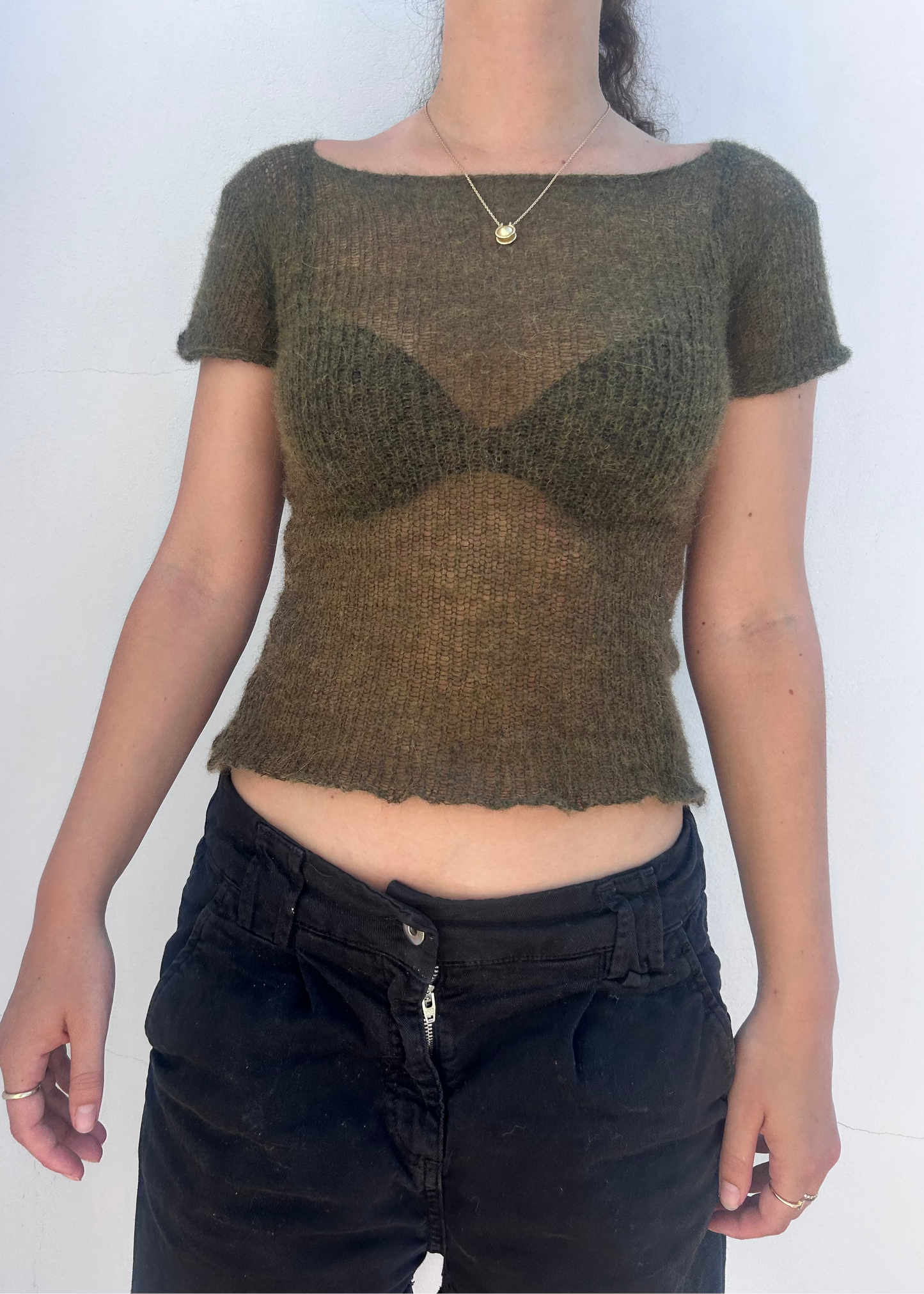 Sheer capped knit
