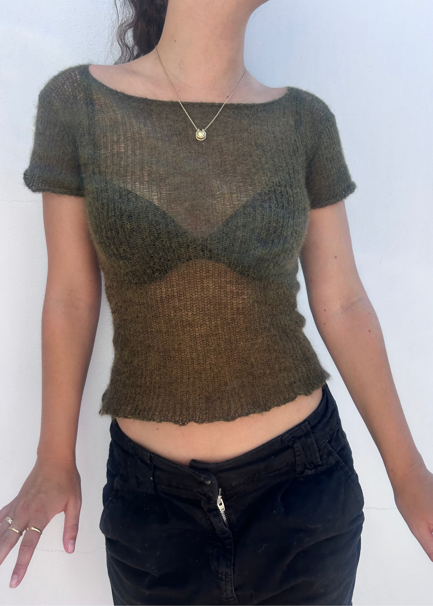 Sheer capped knit