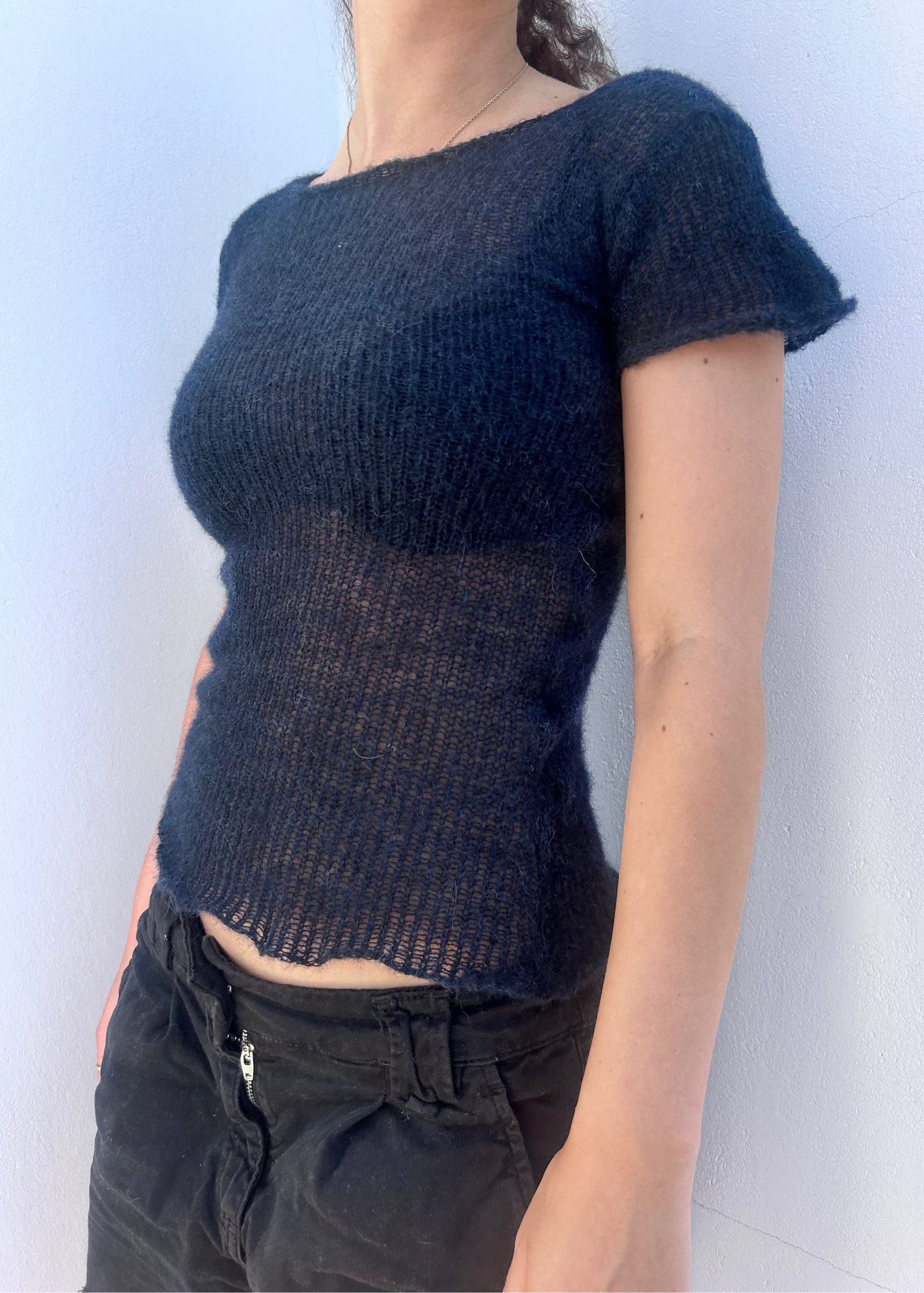 Sheer capped knit