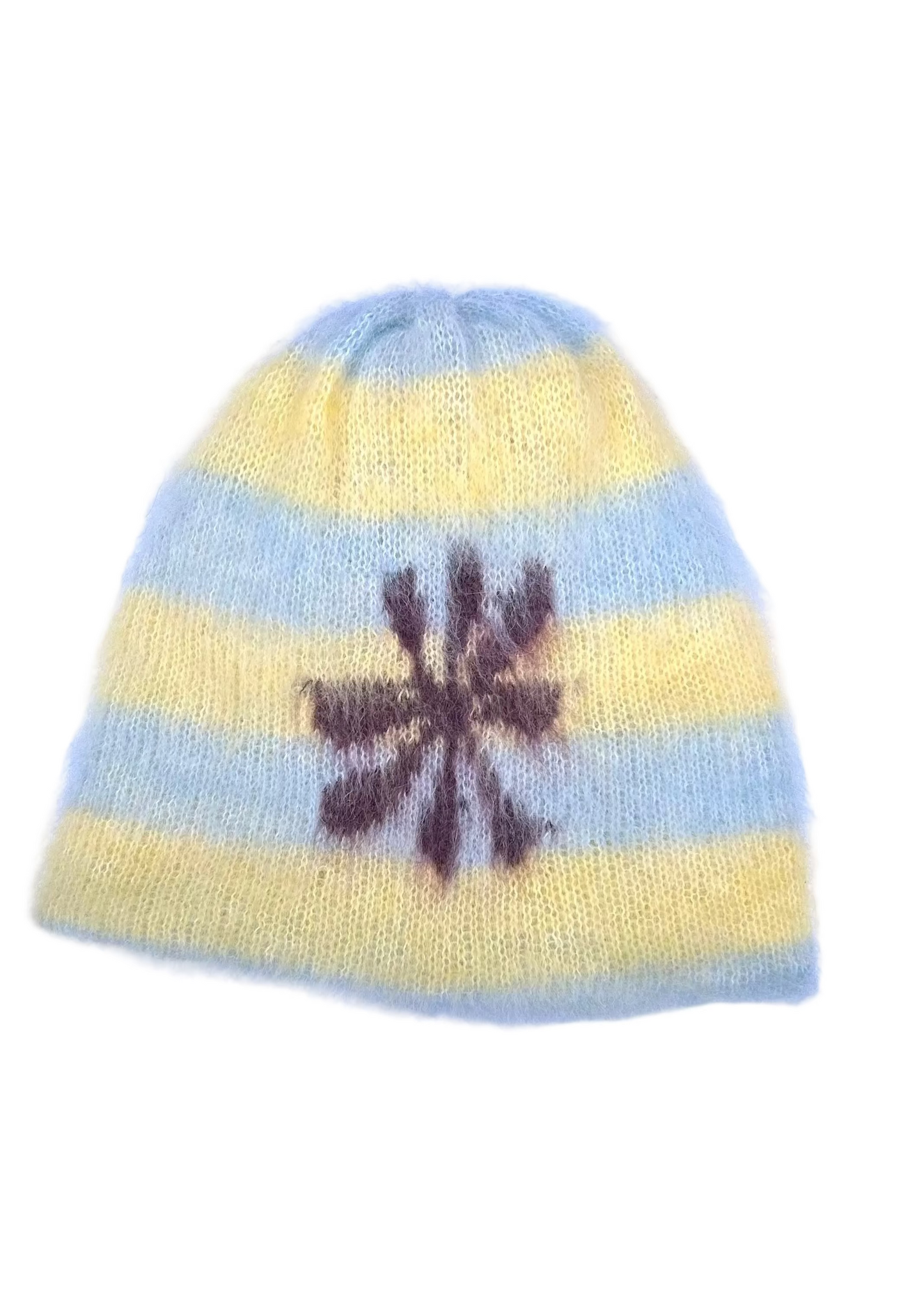 Flower Brushed Beanie - Striped