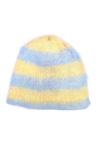 Flower Brushed Beanie - Striped
