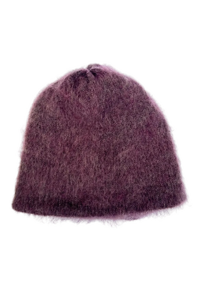 Flower Brushed Beanie - Aubergine