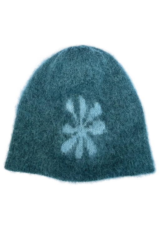 Flower Brushed Beanie - Anthracite Blue