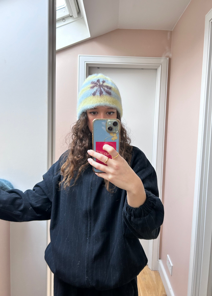 Flower Brushed Beanie - Striped